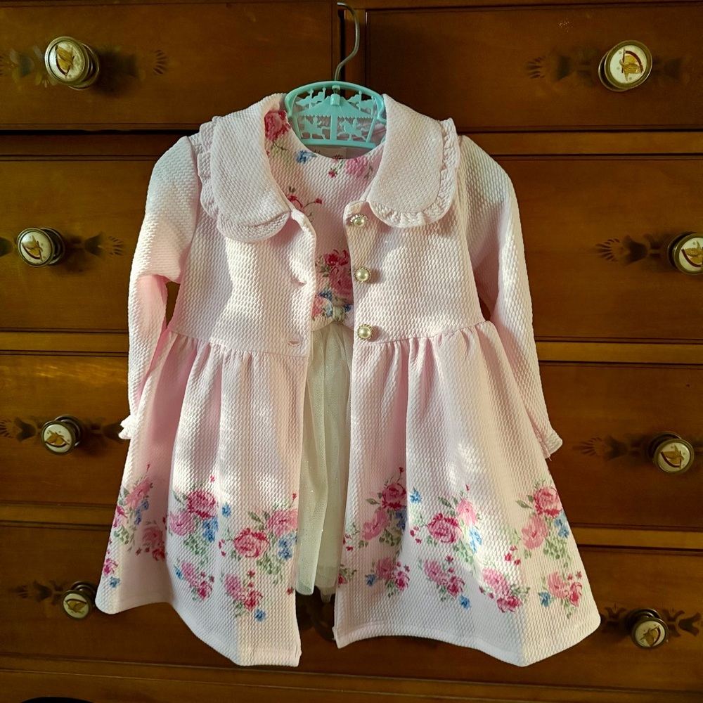Pink Baby Girl Coat and Dress Outfit 12 months - Picture 3 of 14